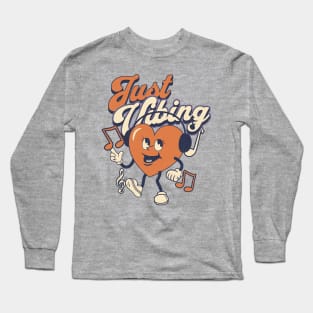 Just vibing heart music typography text | Morcaworks Long Sleeve T-Shirt